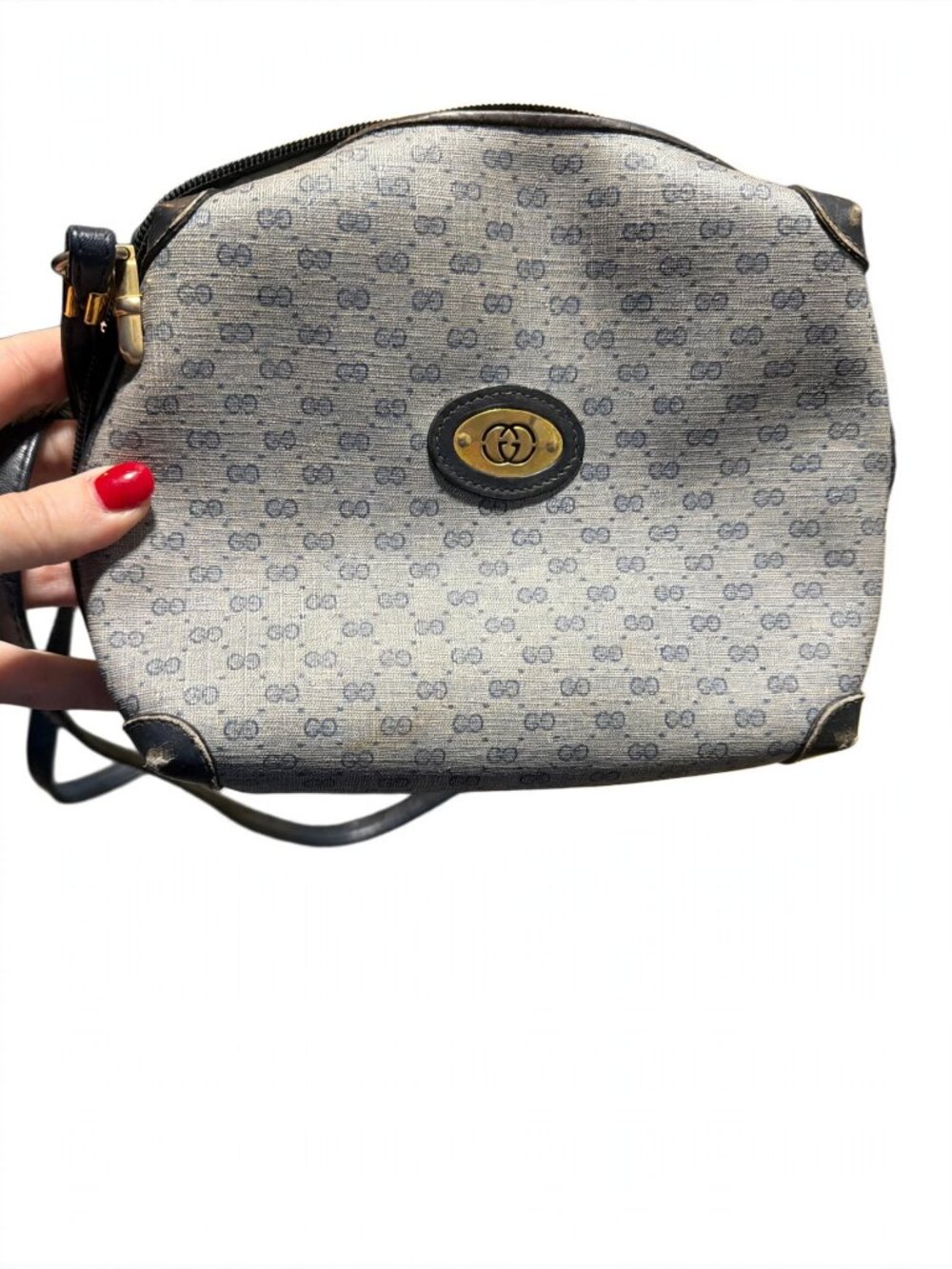 Vintage Gucci Micro GG Crossbody Bag Navy 1980s